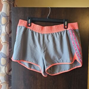 Adidas Women's Athletic Shorts in Gray with Pink Accents